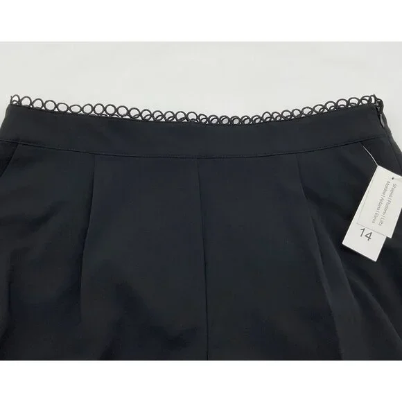 Rafaella Classic Fit Black Loop Trim Shorts Side Zip Side Pockets Pleats 14 NWT - Picture 7 of 10